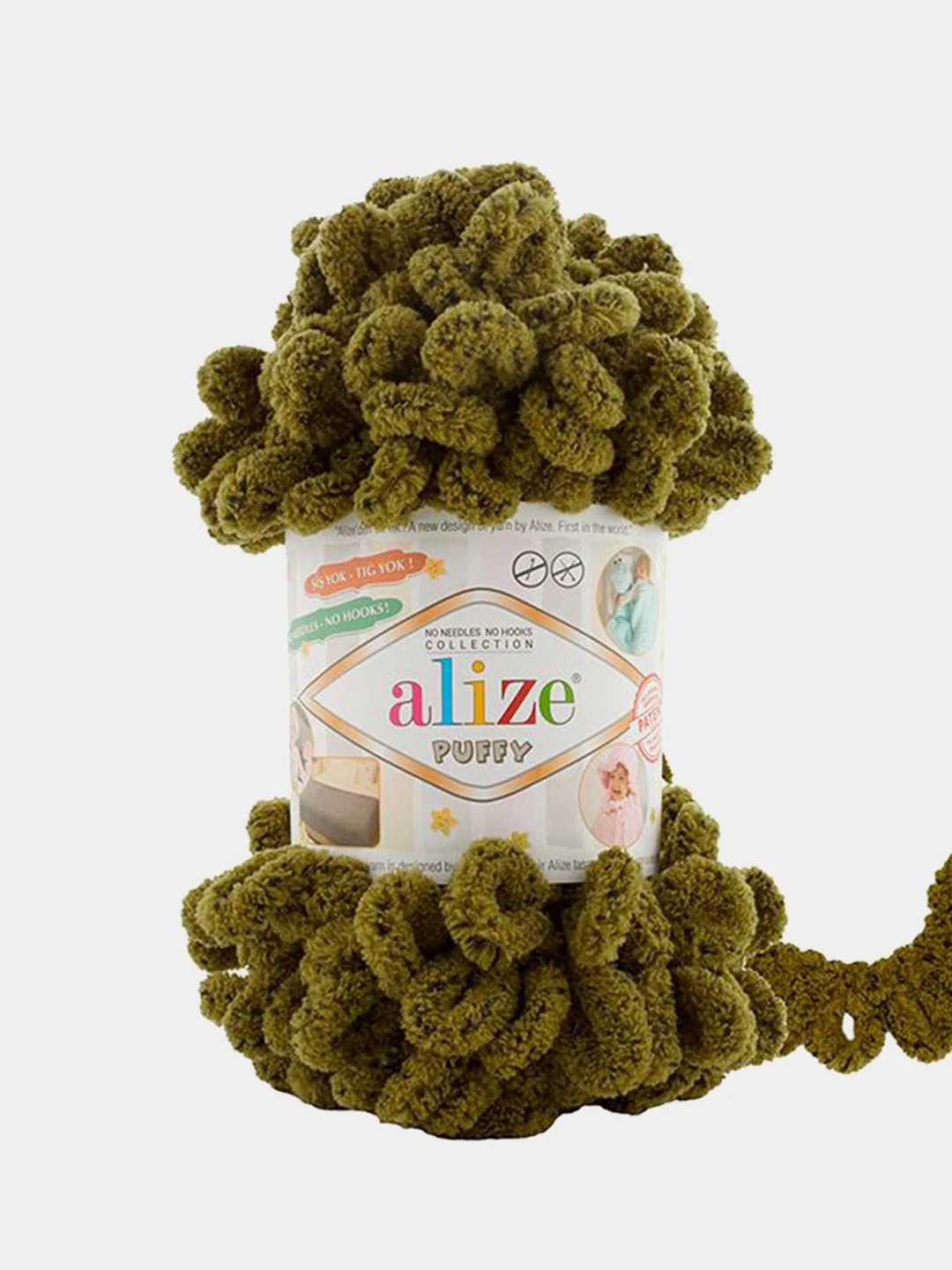 Тёмно-зелёный пряжа Alize puffy петельки