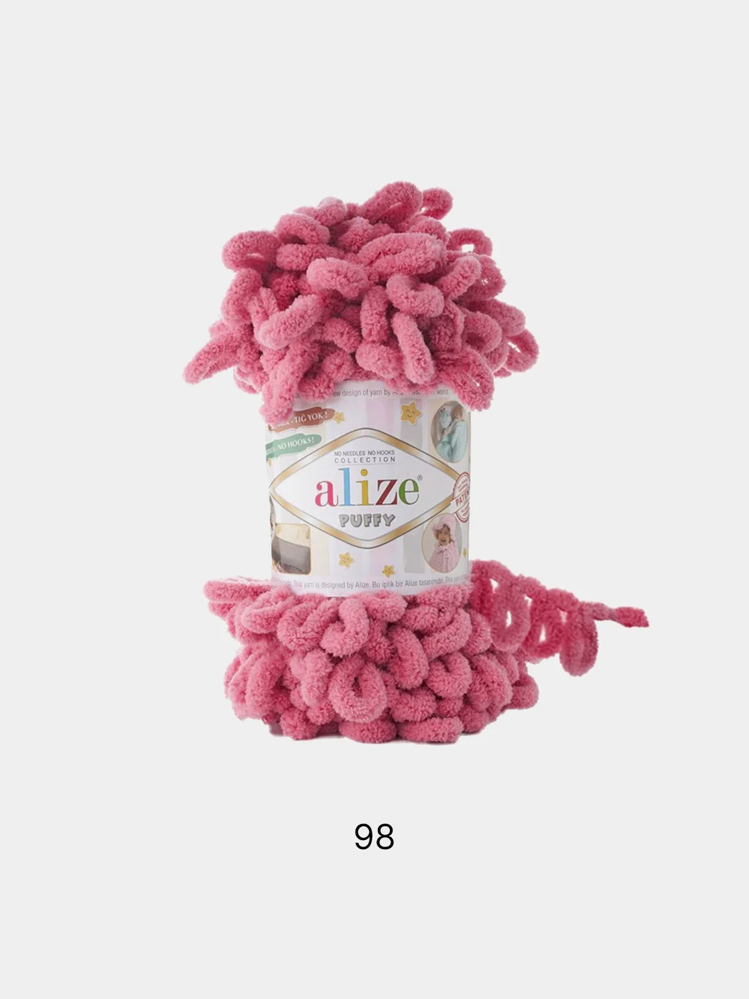 Розовый пряжа Alize puffy петельки