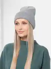 Серый шапка бини вязаная унисекс