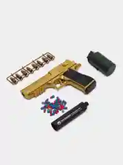 Зеленый большой набор пистолет с глушителем и мягкими патронами / НИгровой военный набор автомат