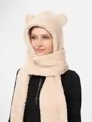 Бежевый женская шапка с ушками