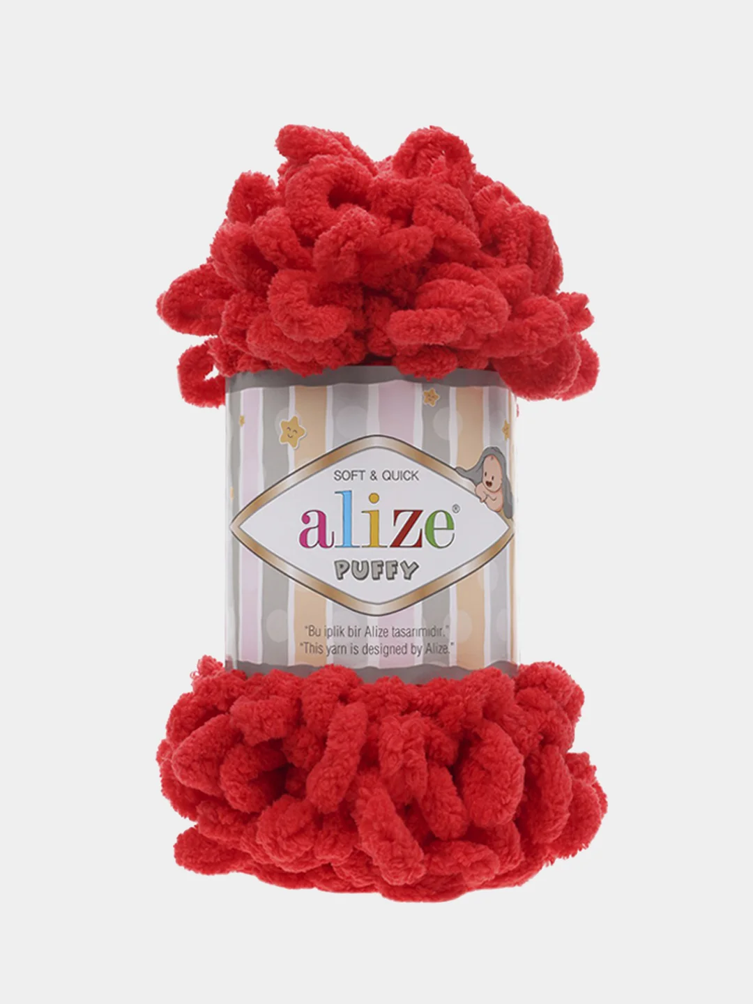 Красный пряжа Alize puffy петельки