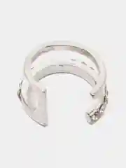 Серебряный каффы серьги, серьги женские cо стразами "Double", блестящие, двойной кафф без прокола