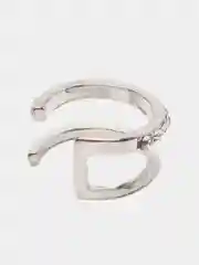 Серебряный каффы серьги, серьги женские cо стразами "Double", блестящие, двойной кафф без прокола