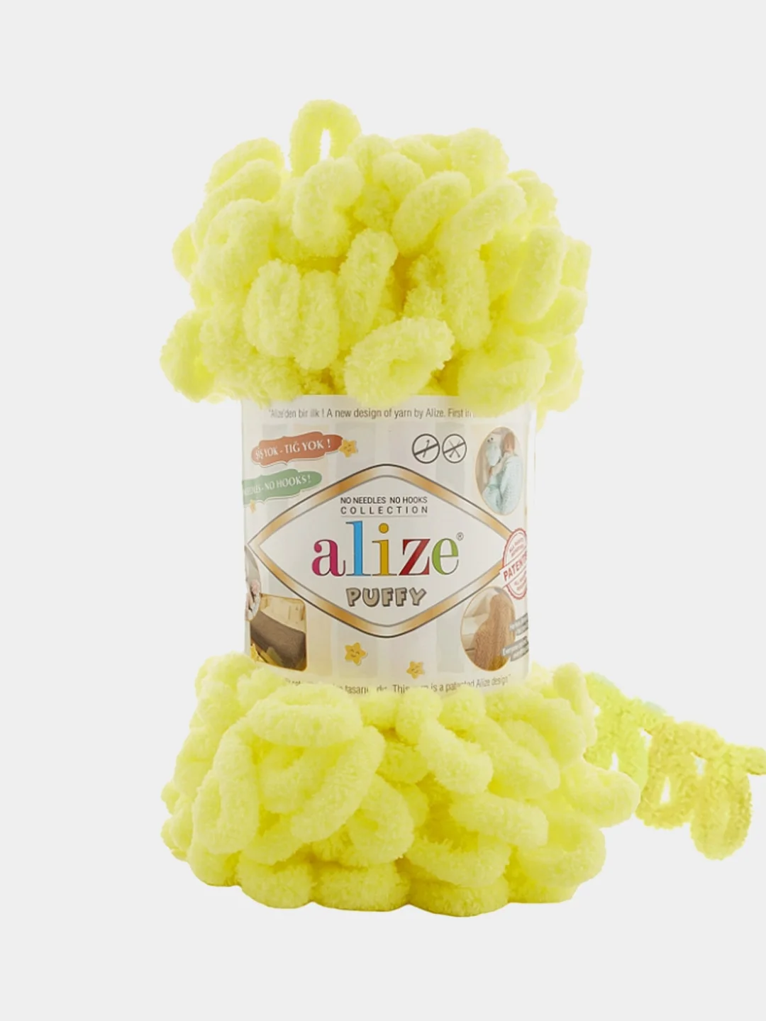 Салатовый пряжа Alize puffy петельки