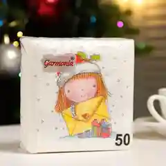 Белый салфетки новогодние бумажные 24х24 см/ 100 шт/ 50 шт/