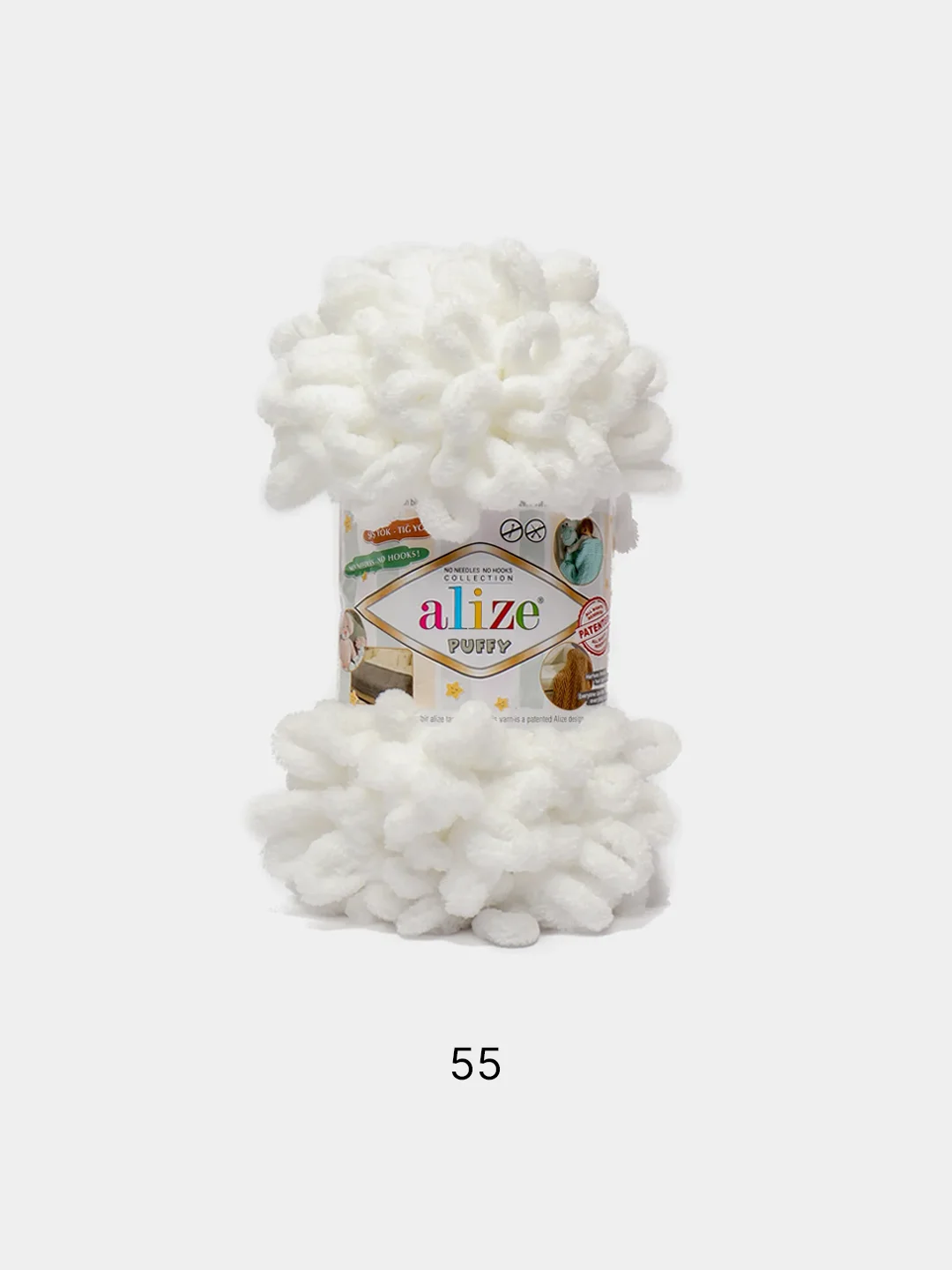 Белый пряжа Alize Puffy петельки