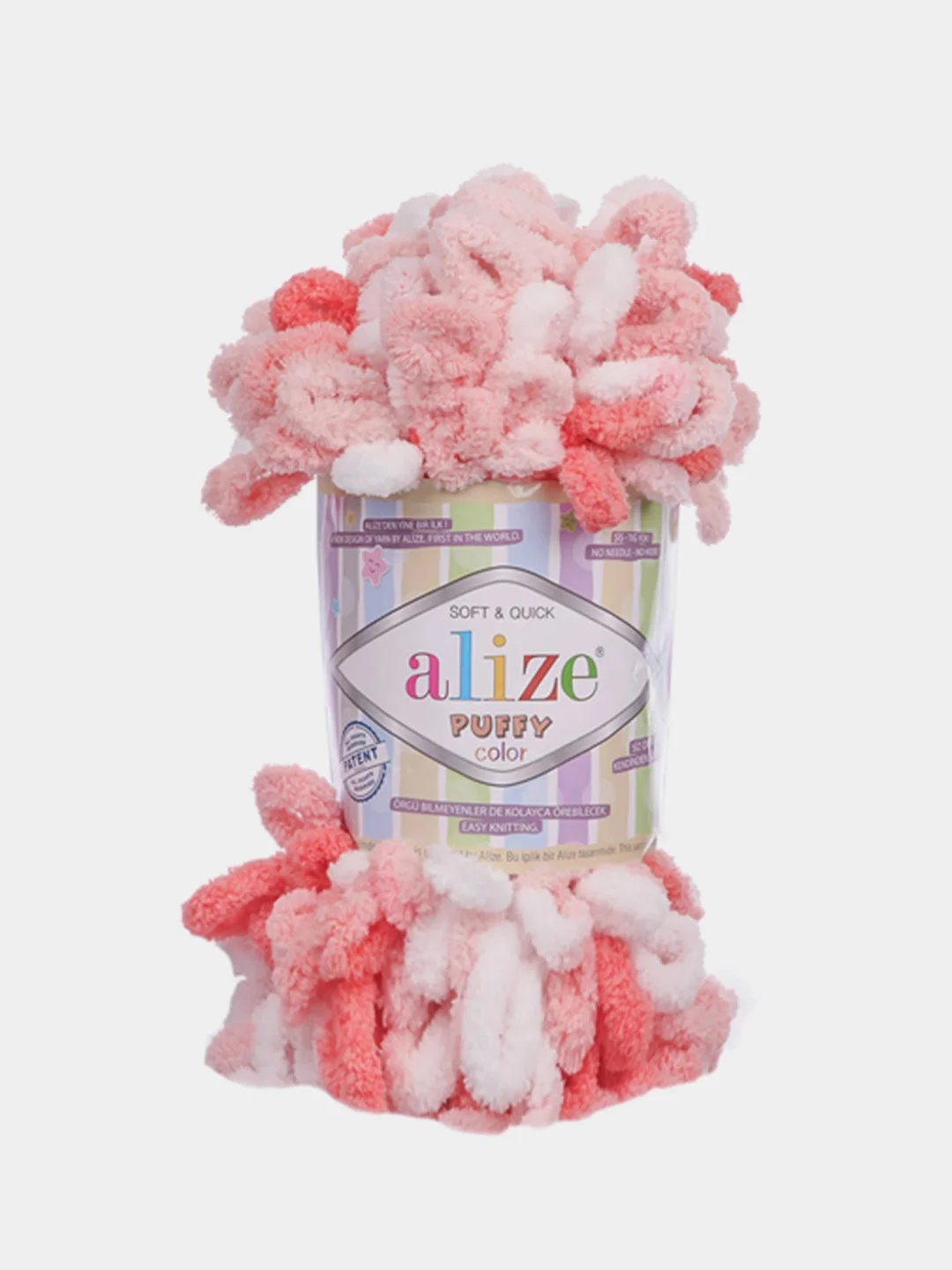 Кораллово-розовый пряжа Alize Puffy петельки