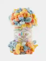 Коралловый меланж пряжа Alize Puffy петельки