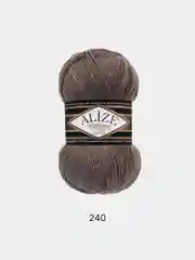 Шоколадный пряжа Alize Superlana klasik(Суперлана)25%шерсть, 75%акрил, 100г/280м