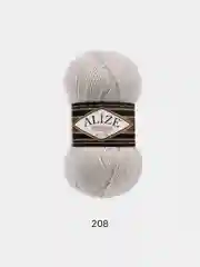 Серый меланж пряжа Alize Superlana klasik(Суперлана)25%шерсть, 75%акрил, 100г/280м
