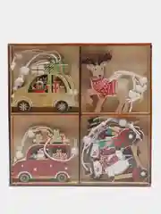 Набор елочных игрушек из дерева, 12 штук, игрушки на елку.