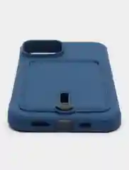 Синий чехол силиконовый для iPhone 7/8/SE/11/12/13/14/15/Plus/Pro Max, с карманом для карты