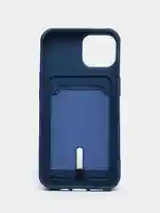 Синий чехол силиконовый для iPhone 7/8/SE/11/12/13/14/15/Plus/Pro Max, с карманом для карты