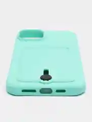 Бирюзовый чехол силиконовый для iPhone 7/8/SE/11/12/13/14/15/Plus/Pro Max, с карманом для карты