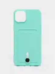 Бирюзовый чехол силиконовый для iPhone 7/8/SE/11/12/13/14/15/Plus/Pro Max, с карманом для карты