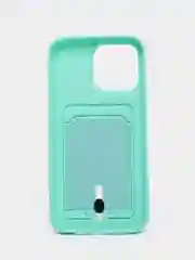 Бирюзовый чехол силиконовый для iPhone 7/8/SE/11/12/13/14/15/Plus/Pro Max, с карманом для карты