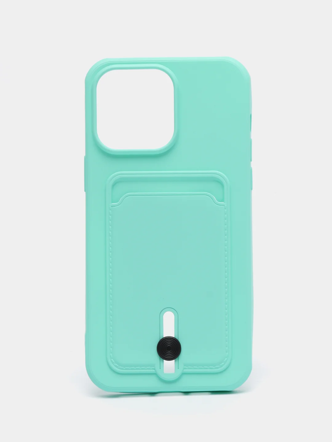 Бирюзовый чехол силиконовый для iPhone 7/8/SE/11/12/13/14/15/Plus/Pro Max, с карманом для карты