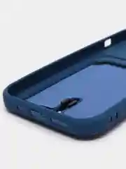 Синий чехол силиконовый для iPhone 7/8/SE/11/12/13/14/15/Plus/Pro Max, с карманом для карты