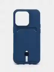 Синий чехол силиконовый для iPhone 7/8/SE/11/12/13/14/15/Plus/Pro Max, с карманом для карты