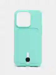 Бирюзовый чехол силиконовый для iPhone 7/8/SE/11/12/13/14/15/Plus/Pro Max, с карманом для карты
