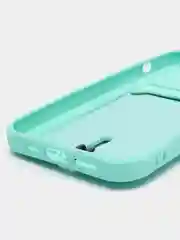 Бирюзовый чехол силиконовый для iPhone 7/8/SE/11/12/13/14/15/Plus/Pro Max, с карманом для карты