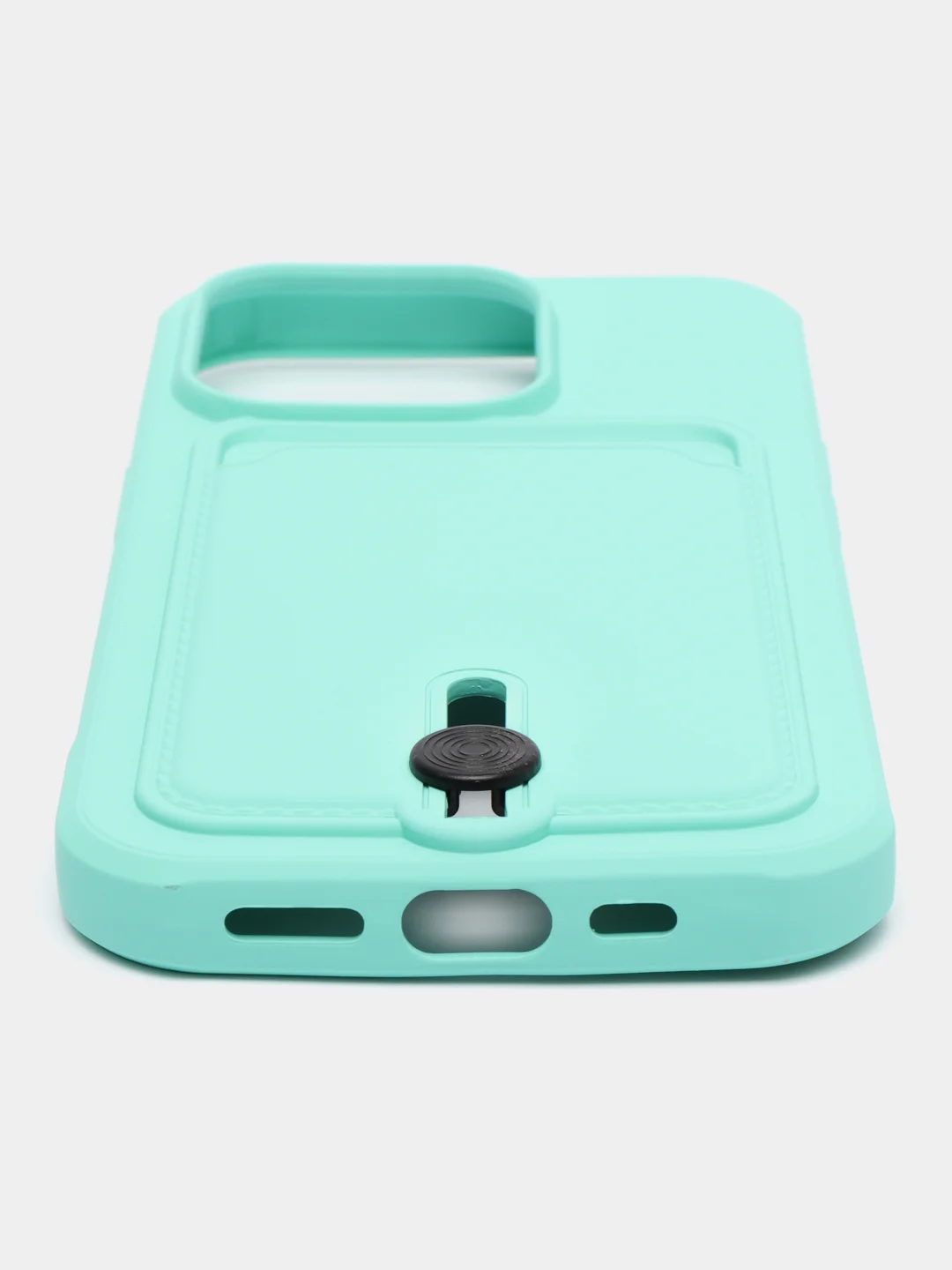 Бирюзовый чехол силиконовый для iPhone 7/8/SE/11/12/13/14/15/Plus/Pro Max, с карманом для карты