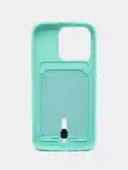 Бирюзовый чехол силиконовый для iPhone 7/8/SE/11/12/13/14/15/Plus/Pro Max, с карманом для карты