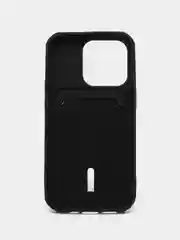 Черный чехол силиконовый для iPhone 7/8/SE/11/12/13/14/15/Plus/Pro Max, с карманом для карты
