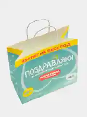 Бирюзовый пакет подарочный Сучий год, 22 х 22 х 11 см