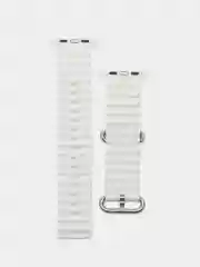 Белый ремешок силиконовый для смарт-часов Apple Watch X8 Ultra, X8 Pro, Dt No 1, 42-44-45-49мм