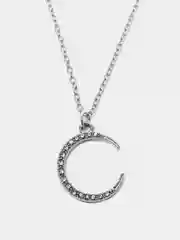 Серебряный колье с подвеской Месяц из кристаллов