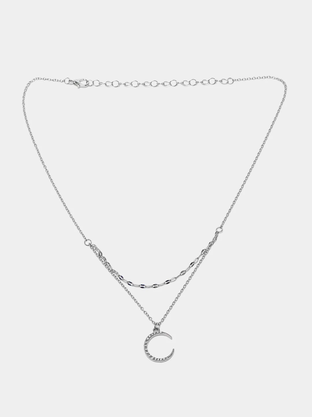 Серебряный колье с подвеской Месяц из кристаллов