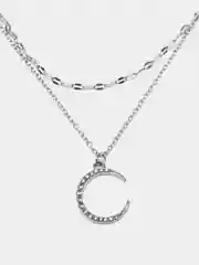 Серебряный колье с подвеской Месяц из кристаллов