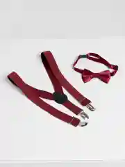 Бордовый детские подтяжки с галстуком-бабочкой