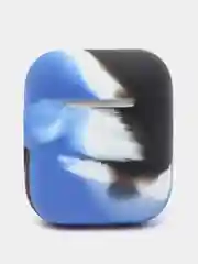 Синий меланж чехол для наушников Apple Airpods 1 и 2 силиконовый