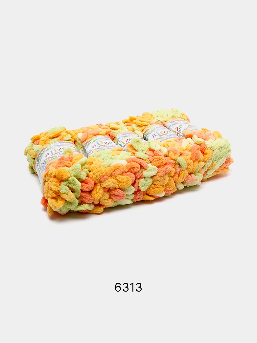 Салатовый пряжа Alize Puffy Color, петельки, 5 штук, микрополиэстер