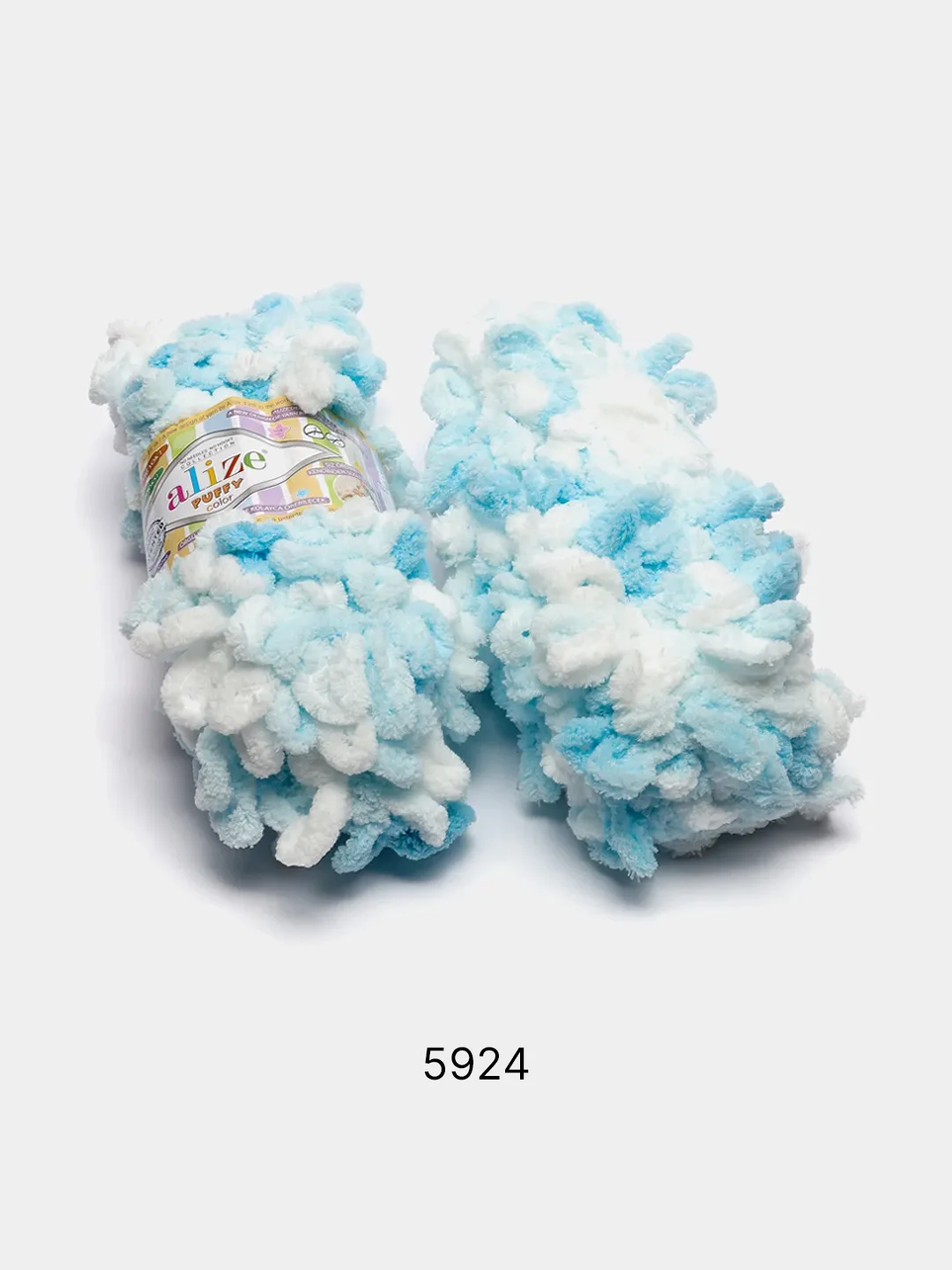 Голубой пряжа Alize Puffy Color, петельки, 5 штук, микрополиэстер