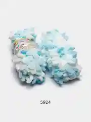 Голубой пряжа Alize Puffy Color, петельки, 5 штук, микрополиэстер