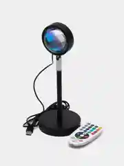 Белый лампа Закат RGB металлическая с пультом и приложением мобильным, 16 цветов