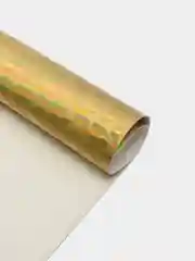 Золотой кожзам голография "Сердечки" 20*33 см