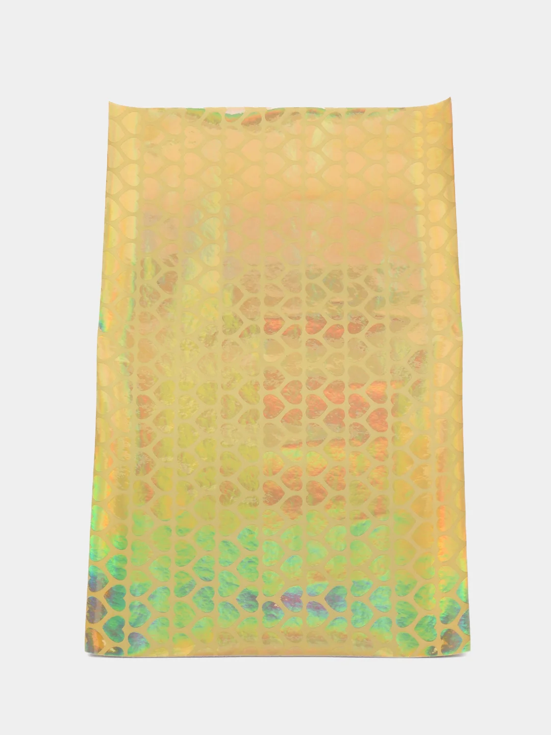 Золотой кожзам голография "Сердечки" 20*33 см