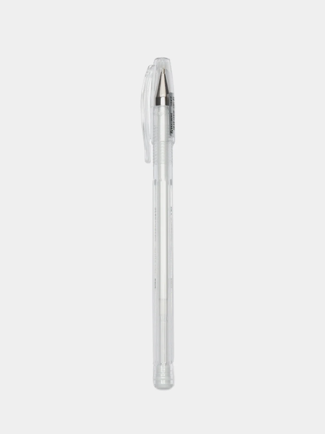 Ручка гелевая Brauberg "White Pastel", белая, прозрачный корпус