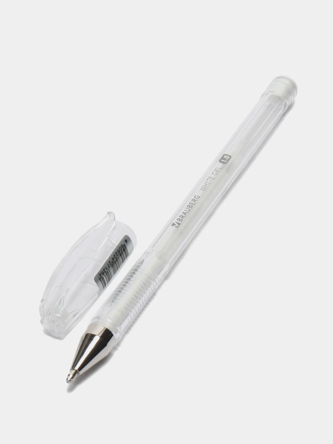 Ручка гелевая Brauberg "White Pastel", белая, прозрачный корпус