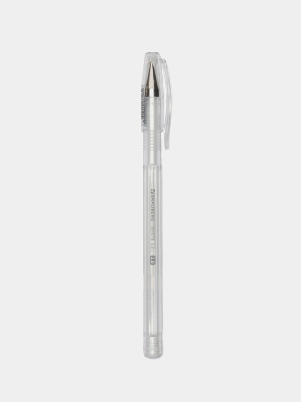 Ручка гелевая Brauberg "White Pastel", белая, прозрачный корпус