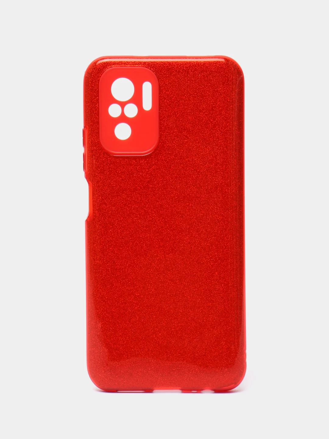 Красный чехол Xiaomi Redmi Note 10 / Redmi Note 10S / Poco M5s блестящий с защитой камеры