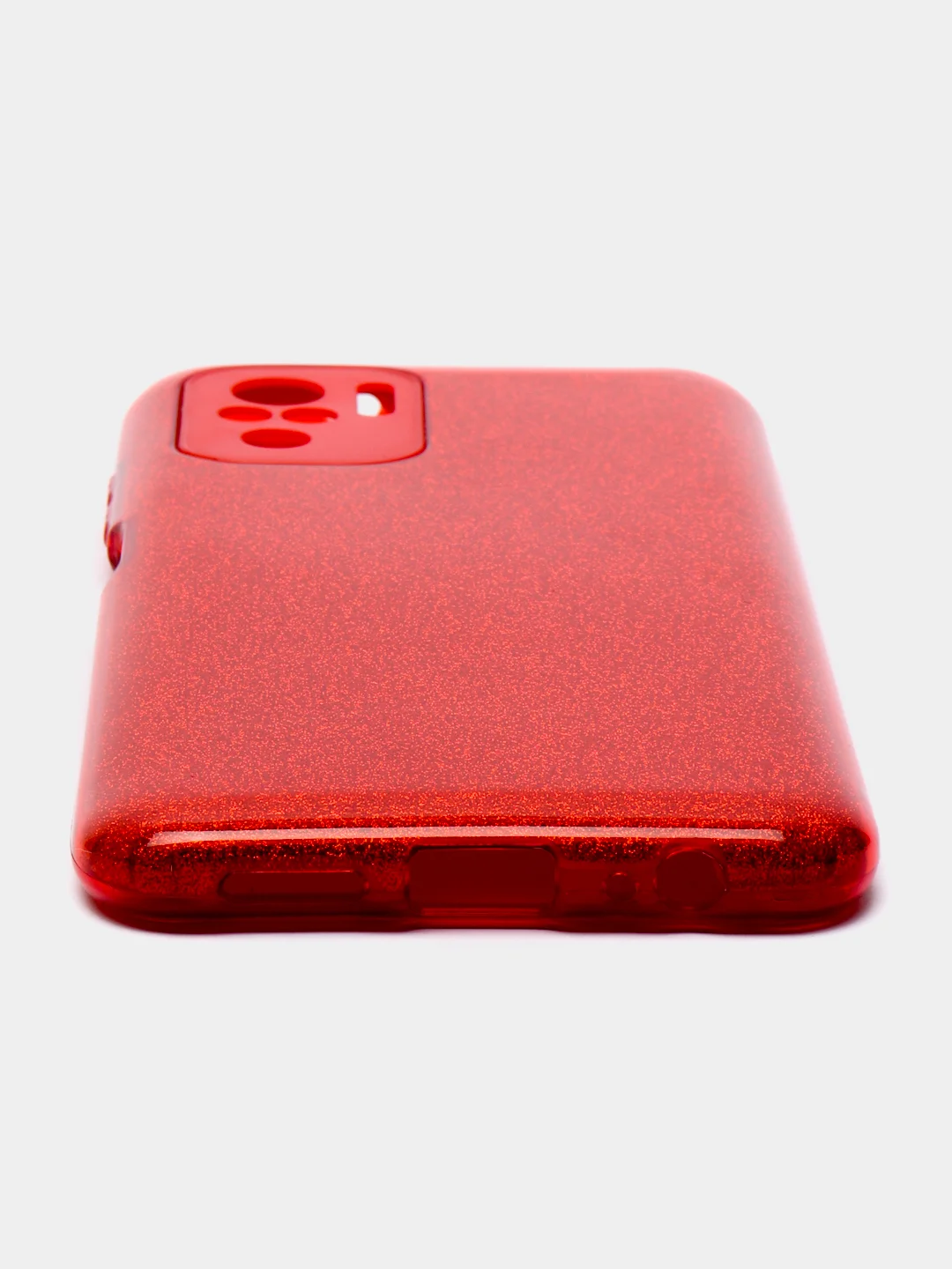 Красный чехол Xiaomi Redmi Note 10 / Redmi Note 10S / Poco M5s блестящий с защитой камеры