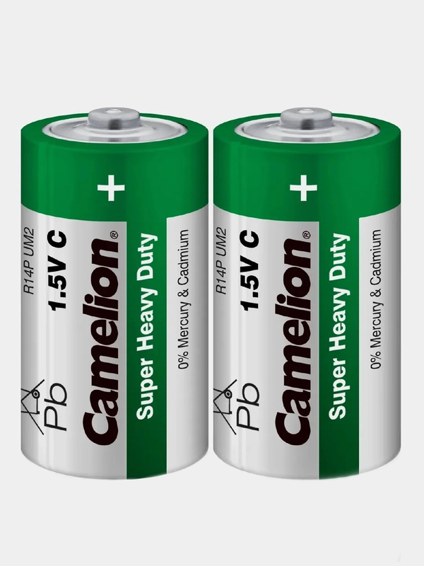 Батарейки солевые Camelion R14P-SP2G Super Heavy Duty Green, тип C, 2 штуки