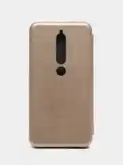 Золотой чехол-книжка на Nokia 6.1, из экокожи, с карманом для карт