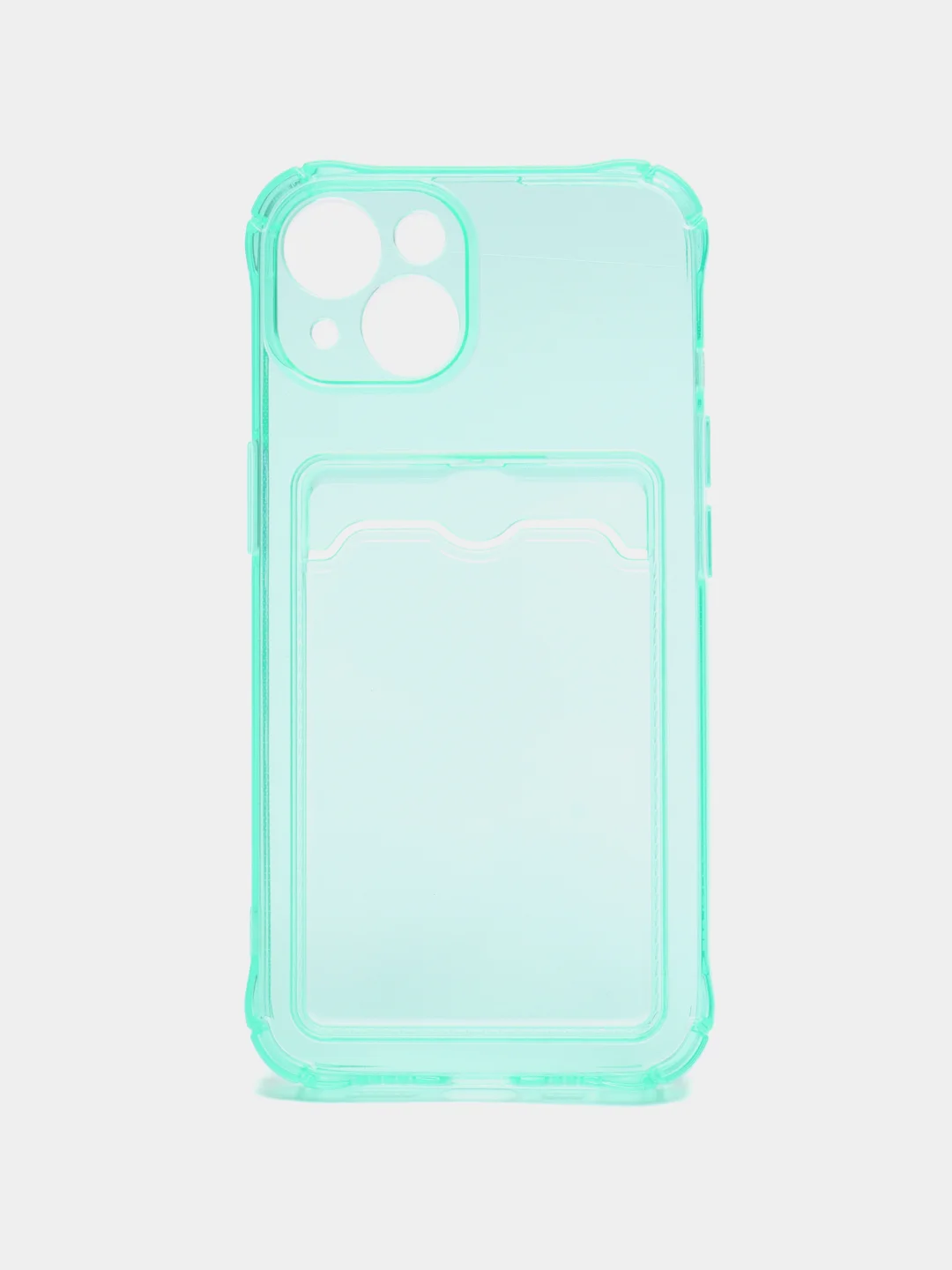 Бирюзовый чехол силиконовый с кармашком для карты iPhone 13, 14 (Mini, Pro, Pro Max, Plus)